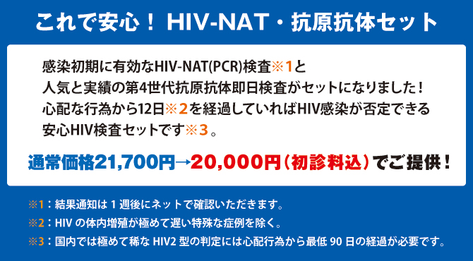 これで安心!HIV-NAT・抗原抗体セット これで安心!HIV-NAT・抗原抗体セット